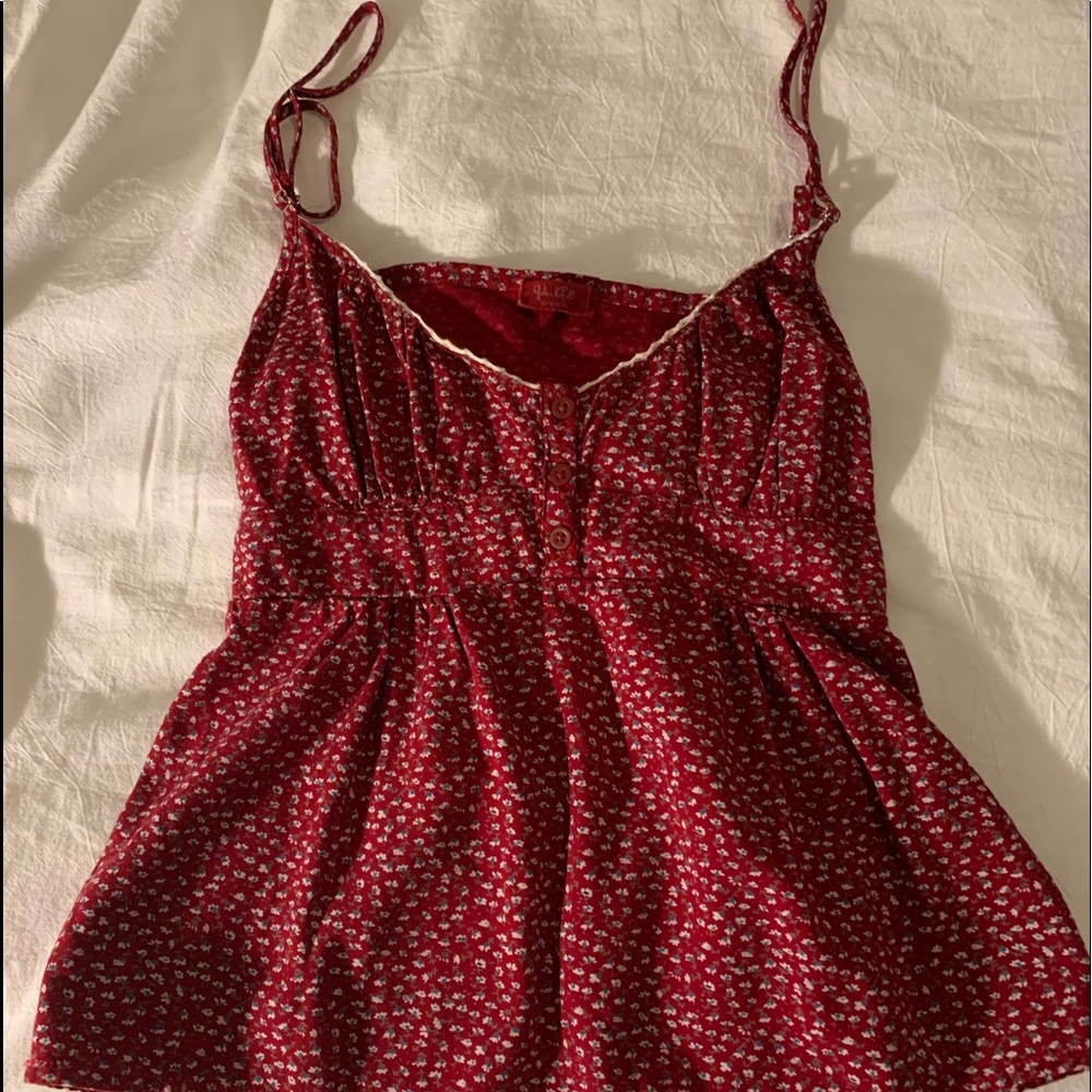 Brandy Melville red button down tank with flowers
